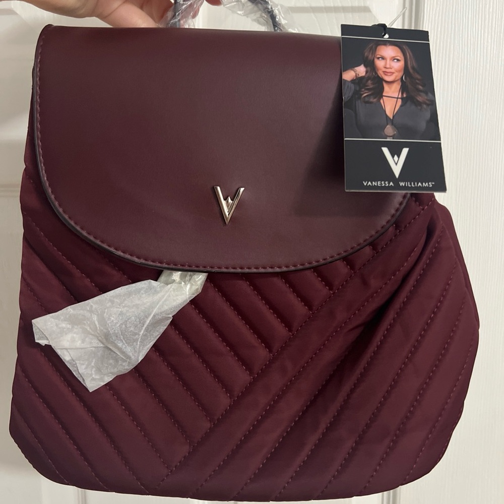 Vanessa Williams Burgundy Quilted Backpack